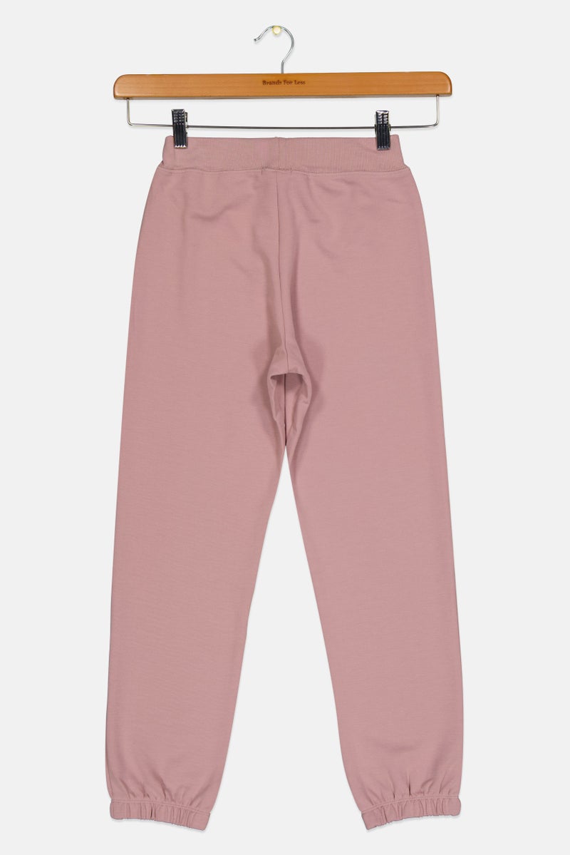 guppy Kids Girl Regular Fit Solid Sweatpants, Mauve - Image 3